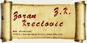 Zoran Kreclović vizit kartica